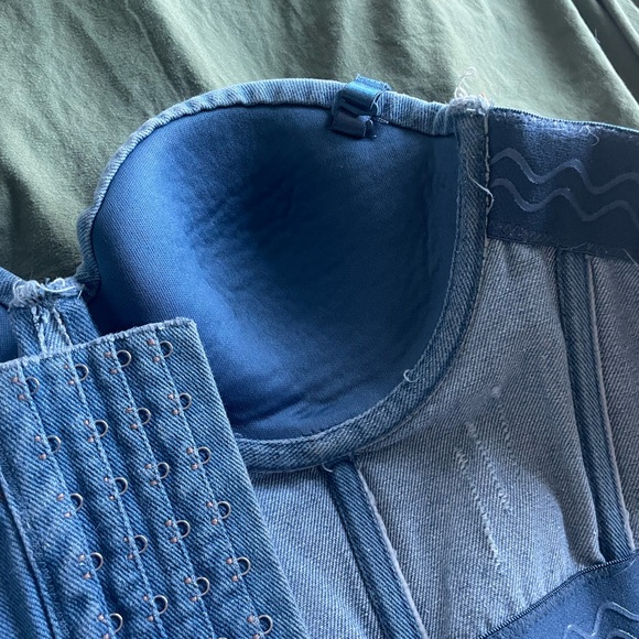 Denim Bustier Adjustable Crop Top - Picture 4 of 7